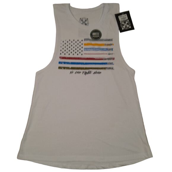 Howitzer White First Responder USA Flag Tank‎ Women M NWT 2A WethePeople Freedom - Picture 1 of 7